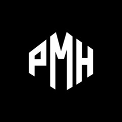 PMH letter logo design with polygon shape. PMH polygon and cube shape logo design. PMH hexagon vector logo template white and black colors. PMH monogram, business and real estate logo.