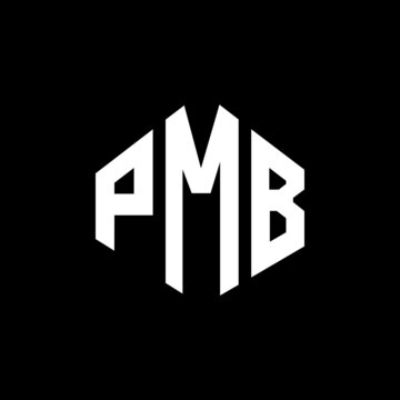 PMB letter logo design with polygon shape. PMB polygon and cube shape logo design. PMB hexagon vector logo template white and black colors. PMB monogram, business and real estate logo.