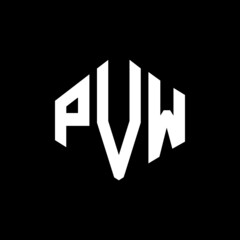 PVW letter logo design with polygon shape. PVW polygon and cube shape logo design. PVW hexagon vector logo template white and black colors. PVW monogram, business and real estate logo.