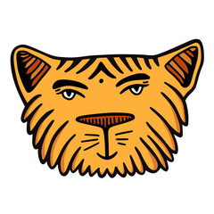 Tiger cartoon illustration for label or chinese new year stickers. - 478365845