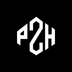 PZH letter logo design with polygon shape. PZH polygon and cube shape logo design. PZH hexagon vector logo template white and black colors. PZH monogram, business and real estate logo.