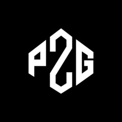 PZG letter logo design with polygon shape. PZG polygon and cube shape logo design. PZG hexagon vector logo template white and black colors. PZG monogram, business and real estate logo.