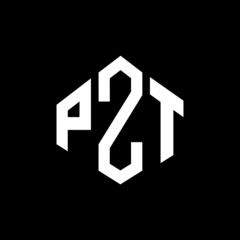 PZT letter logo design with polygon shape. PZT polygon and cube shape logo design. PZT hexagon vector logo template white and black colors. PZT monogram, business and real estate logo.