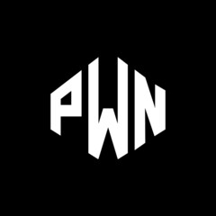 PWN letter logo design with polygon shape. PWN polygon and cube shape logo design. PWN hexagon vector logo template white and black colors. PWN monogram, business and real estate logo.