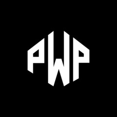 PWP letter logo design with polygon shape. PWP polygon and cube shape logo design. PWP hexagon vector logo template white and black colors. PWP monogram, business and real estate logo.