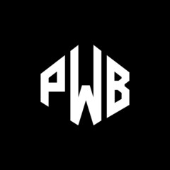 PWB letter logo design with polygon shape. PWB polygon and cube shape logo design. PWB hexagon vector logo template white and black colors. PWB monogram, business and real estate logo.