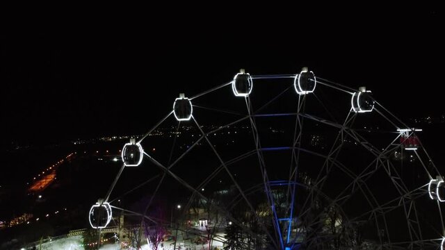 top view ferris wheel amusement park winter low key video