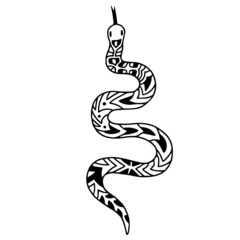 Snake line art illustration for tattoo design.