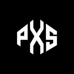 PXS letter logo design with polygon shape. PXS polygon and cube shape logo design. PXS hexagon vector logo template white and black colors. PXS monogram, business and real estate logo.
