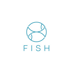 fish logo design with line vector graphic