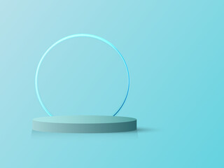 Podium on a light blue background for product presentation. Vector.