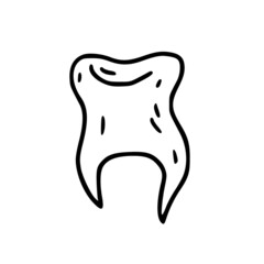 Line art tooth vector icon in doodle style.