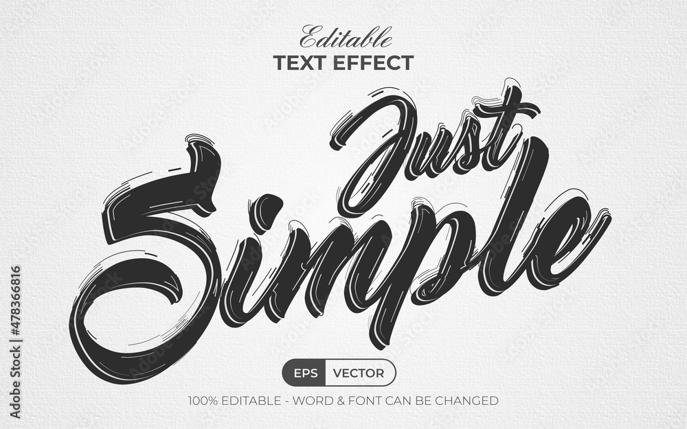 Poster Just simple text effect handwrite style. Editable text effect.