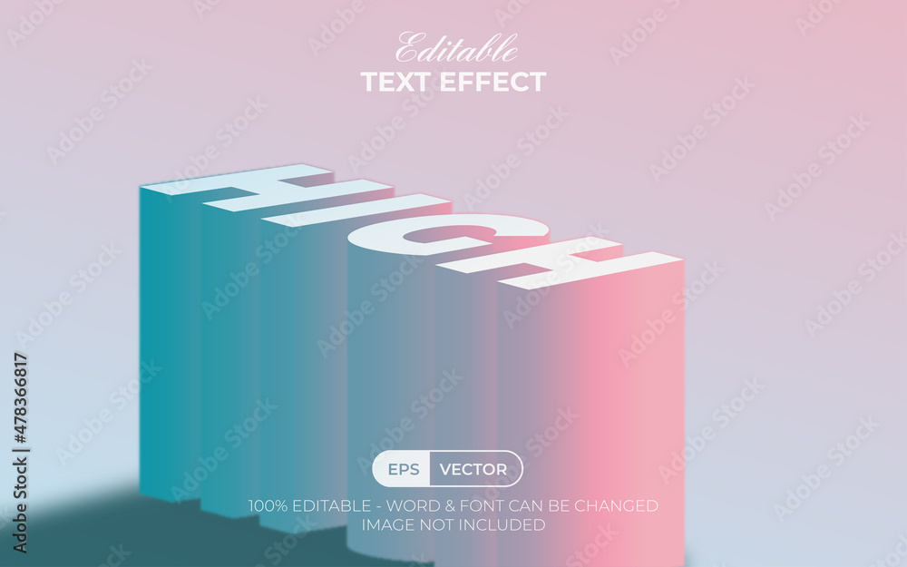 Poster high text effect 3d isometric style. editable text effect