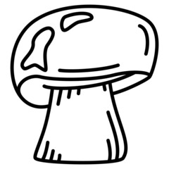 Porcini, a large white mushroom for eating. Natural nutrition, a healthy lifestyle, a place where mushrooms are grown. Vector icon, outline, isolated