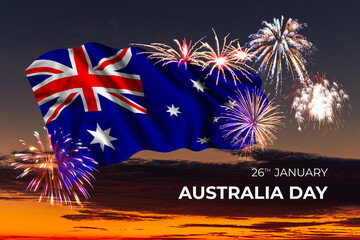 Fireworks and flag of Australia - 478367032