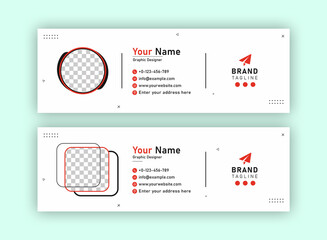 Business Email Signature Template Design. With Two Types Of Different Designs And Vector illustrations. And One Colors Variations