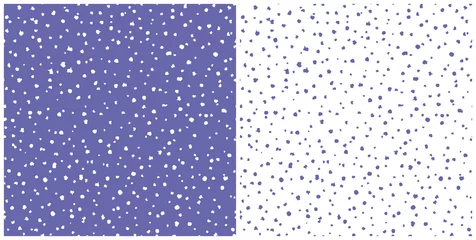 Fotobehang Pantone 2022 very peri Set of very peri dots seamless repeat pattern. Random placed, vector geometrical shapes all over surface print.