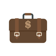 Bank teller briefcase icon flat isolated vector