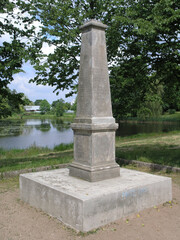 Fototapeta na wymiar Bia³owieza, an obelisk commemorating the hunt of August III the Saxon, Poland