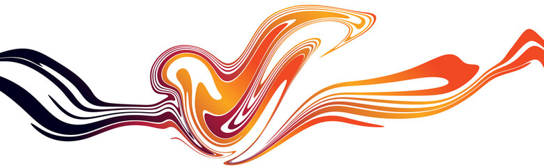 Modern vector fire wave symbol. Orange and red curve design element on white background