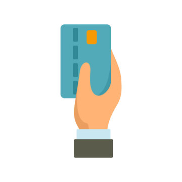 Bank teller credit card icon flat isolated vector