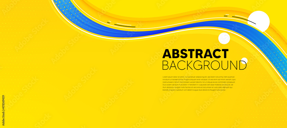 Poster dynamic yellow background with wave shapes. minimal poster ideal for banner, web design and brochure