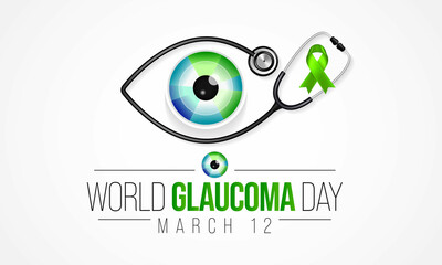 Obraz premium World Glaucoma day is observed every year on March 12, it is a group of eye conditions that damage the optic nerve, the health of which is vital for good vision. Vector illustration