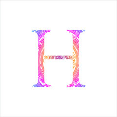 Color and white Alphabet mandala coloring page