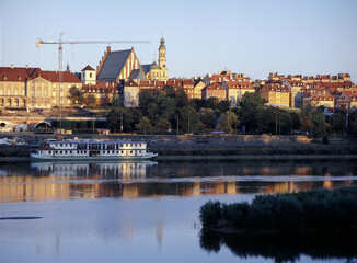 view of the Vistula River and the Old Town, Warsaw, Poland