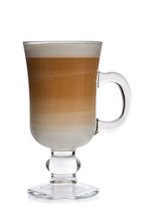 Glass cup mix latte coffee foam