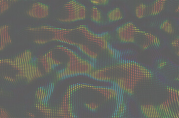 Abstract vector background. Dark iridescent texture effect. Halftone wave design with oily color transitions. - obrazy, fototapety, plakaty