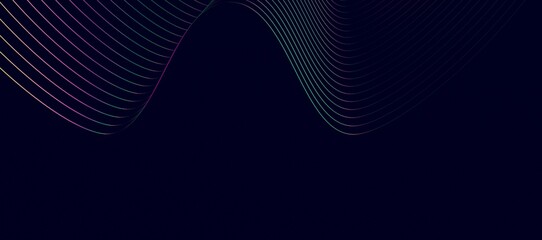 Smooth wave lines on blue neon color light background.