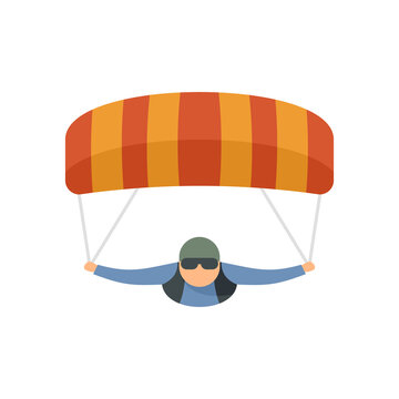 Parachuting man icon flat isolated vector