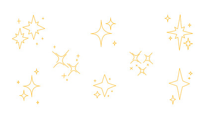 Yellow, gold glitter stars symbols. Set of vector stars icon. 