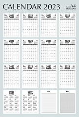 2023 Calendar Black & White size A4 Protrait