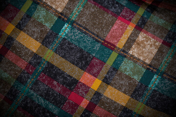 Multi colored fabric background closeup view