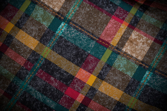 Multi colored fabric background closeup view