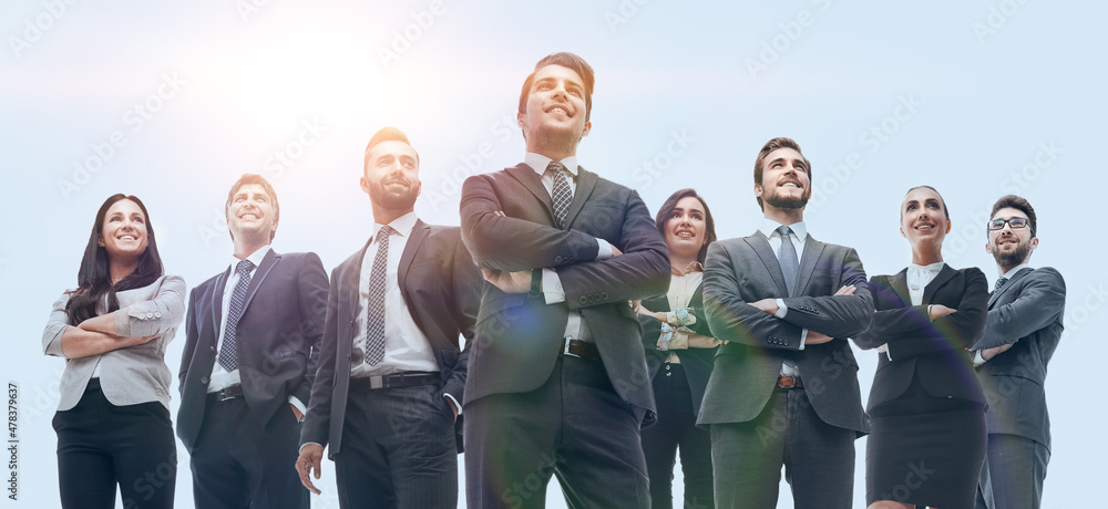 Wall mural happy successful business team isolated on white background