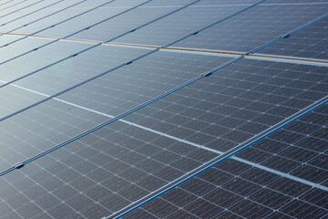 Solar panels in Large Photovoltaic power station, solar park, Renewable energy Sustainable energy,...