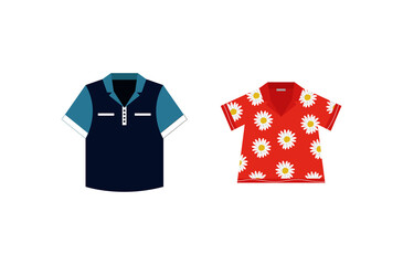 hawaiian shirt and shirt  vector flat icon.