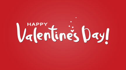 Hand drawn Valentine Day vector greeting card. Happy Valentine's Day calligraphy lettering on red background. Simple doodle style design for holiday label, stamp, emblem, banner, poster, gift print.