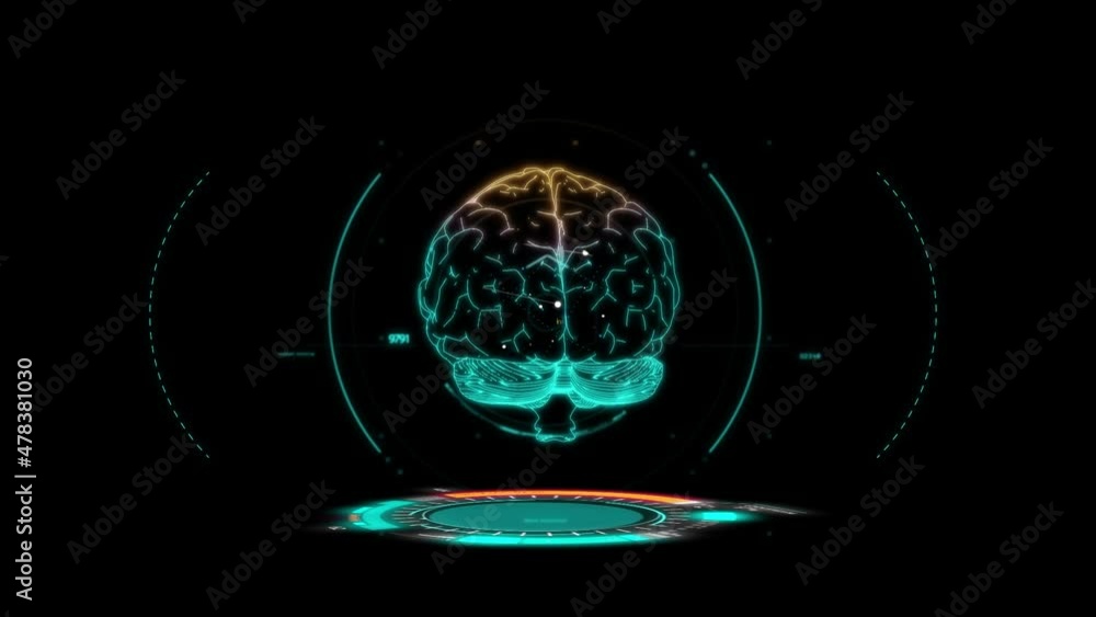 Aufkleber hud. 3d scanning brain motion hologram graphic data information with 3d rendering.