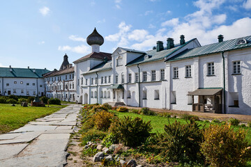 Russia. Solovki. Solovetsky Monastery. Panorama: Rector's building, Annunciation building and Nadvornaya church