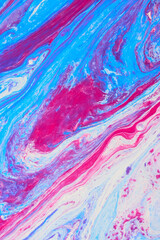 Abstract blue and pink floating paints texture for background