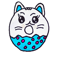 Drawing cute cartoon character, smile. White background isolated