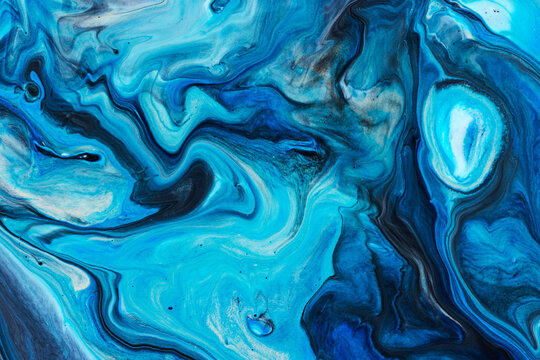 Blue marble paint abstract texture background