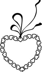 Vector image. Romantic heart with a bow.