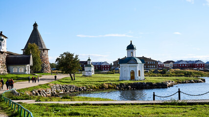 Russia. Solovki. Solovetsky Monastery. Holy Gates, Spinning Tower, Peter and Paul Chapel, and Alexander Nevsky Chapel