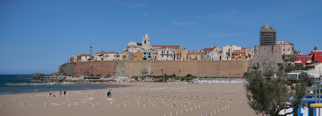 panorama on the sandy beach of Termoli with the modern town in the background